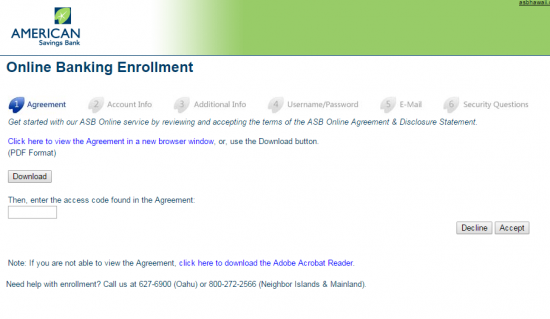 ASB Online Banking Enroll - Step 2