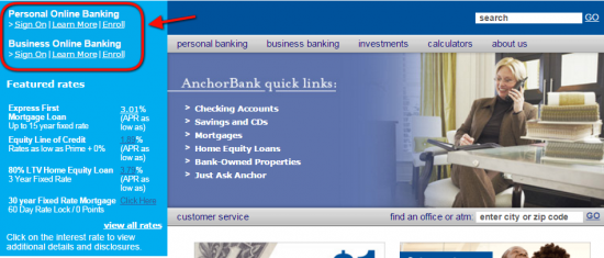 AnchorBank Online Banking Login - Step 2